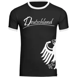 multifanshop Kontrast T-Shirt - Deutschland - Adler seitlich - Druck weiß - Männer