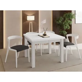 WFL GROUP Quadratischer Esstisch 80 x 76,5 x 80 cm weiß