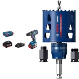 Bosch Professional Akku Schlagbohrschrauber GSB 18V-28 + 1x Expert Tough Material Lochsäge Starter Set (für Holz mit Metall, Ø 68 mm, Zubehör Schlagbohrmaschine)