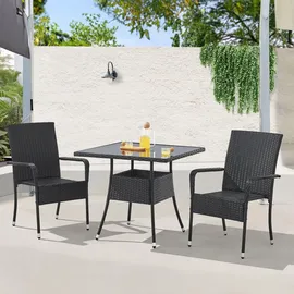 Juskys Polyrattan Gartentisch Yoro - Schwarz