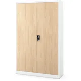Jan Nowak Aktenschrank Metall 185 x 115 x 40 cm Büroschrank abschließbar Stahlschrank mit 4 verstellbaren Einlegeböden Dokumentenschrank Weiß Sonoma