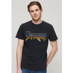 Superdry für Herren. M1011981A Schwarzes Rockband-Grafik-T-Shirt (L), Lässig, Baumwolle, Kurzarm