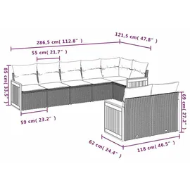 vidaXL Gartensofa-Set 8-tlg. schwarz