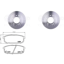 Hella Pagid Bremsenset 315mm Hinten Passend Für Kia Sorento 1 Jc: Bremsscheibe Kia: 584113e500 Evobus: 9034210012 Evobus: 9034210112 Evobus: A90342100
