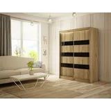 altdecor Kleiderschrank, Braun, Schwarz, Holzwerkstoff, 150x215x61 cm Schlafzimmer, Kleiderschränke