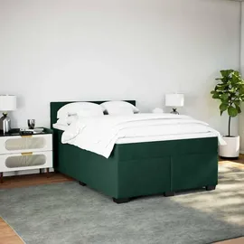 vidaXL Boxspringbett 140 x 200 cm Dunkelgrün