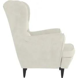 vidaXL Ohrensessel Samt 64 x 96 x 90 cm Cremeweiß