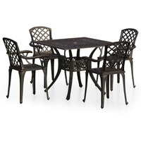 Gartenmöbelset - Hommie - 5er set Bistro-Set Aluminiumguss Bronzen, für Terrasse