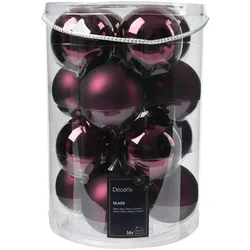 16 Weihnachtskugeln Glas 8cm matt & glänzend Christbaumkugeln Weihnachtsbaumkugeln Groß Christbaumschmuck Weihnachtsbaumschmuck Deko Dunkel Mauve