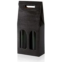 10 Stück Tragekarton Fineline Black (schwarz) für Zwei Flaschen Wein/Sekt,Geschenkkarton