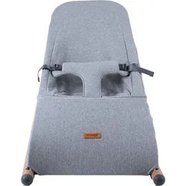 Childhome Soft Babyschaukel Schaukelstuhl Säugling Bezug waschbar gepolsterter Gurt, Jersey grau Holz Stahl, max. 9kg Bxlxh 46x74x56 cm