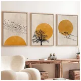 Asir 3er-Set gerahmte Bilder, 50x70 cm, Beige/Orange - Bunt