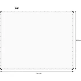 ECD Germany Abdeckplane Gewebeplane mit Ösen 8x10m 260g/m2 aus Polyethylen Schimmelresistent Wasserdicht - Weiß