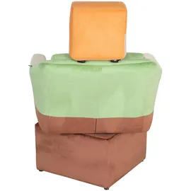 Minecraft Loungesessel, Grün, Mehrfarbig, Textil, Gaming, eckig, Sockel, 69x96x75 cm Sitzfläche 360° drehbar, gepolsterte Armlehnen Wohnzimmer, Sessel, Polstersessel
