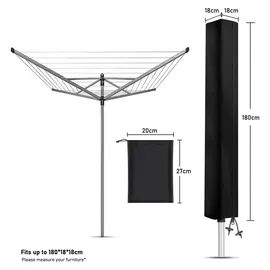 luxuskollektion Abdeckung Wäschespinne 180 x 18 x 18 cm Schwarz