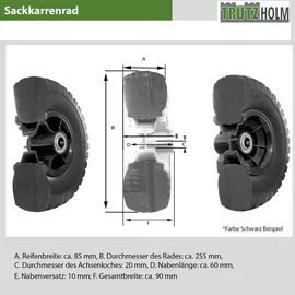 Baumarktplus Sackkarrenrad 260x85mm 3.00-4 Bollerwagenrad Luftrad Ersatzrad Nabenlänge 60mm Kugellager