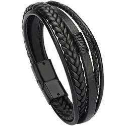Lederarmband FIRETTI "Schmuck Geschenk Armschmuck Armkette", schwarz, Armbänder, Damen, Zink-Leder, Zink, Leder, Made in Germany