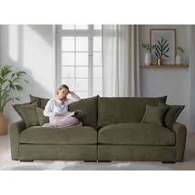 Home Affaire Big-Sofa HOME AFFAIRE "Finca XL, B: 190 cm", grün (olive), B:190cm T:123cm, 100% Polyester, Sofas, Big-Sofa, 4 Zierkissen, Mega-Sofa, in Cord oder Chenille-Struktur, Federkern
