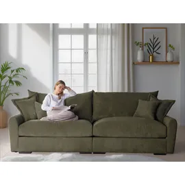 Home Affaire Big-Sofa HOME AFFAIRE "Finca XL, B: 190 cm", grün (olive), B:190cm T:123cm, 100% Polyester, Sofas, Big-Sofa, 4 Zierkissen, Mega-Sofa, in Cord oder Chenille-Struktur, Federkern