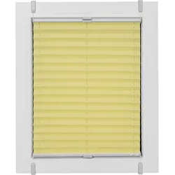 Plissee SUNLINES "One Size Style Crepe", gelb (zartgelb, grau, grau), B:100cm H:210cm, Obermaterial: 85% Polyester, 15% sonstige Fasern, Plissees, Zubehörfarbe grau, zum Klemmen