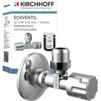 Kirchhoff Universal Eckventil 1⁄2 Zoll selbstdichtend, 1⁄2“ Eckregulierventil für Kalt- und Warmwasserleitungen, Absperrhahn Bad
