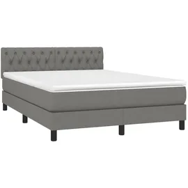vidaXL Boxspringbett mit Matratze & LED Dunkelgrau 140x200 cm Stoff