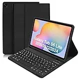 COEZFE Hülle mit Tastatur für Samsung Galaxy Tab S6 Lite 10.4 Zoll 2024/2022/2020, Soft Schutzhülle mit Pencil Halter, Bluetooth Tastatur (Deutsches QWERTZ) für Samsung Galaxy Tab S6 Lite, Schwarz