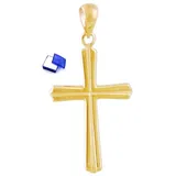 unbespielt Kreuzanhänger Anhänger Kreuz 25 x 15 mm glänzend 375 Gold inklusive Schmuckbox, Goldschmuck für Damen und Herren goldfarben