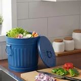 Jinfa Ascheeimer Metall Ø 21,5 cm Höhe 21,5 cm 7 l Blau
