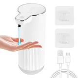 Seifenspender Automatisch Wandbefestigung mit Sensor Infrarot, 350ml Elektrischer Seifenspender, USB Wiederaufladbar, IPX5 Wasserdicht, Schaumseifenspender Elektrischer für Bad (Seifenspender)