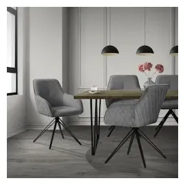 ML-Design Esszimmerstühle drehbar 6er Set Textil Webstoff Grau Drehstuhl,