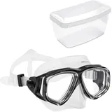 Sea-Lion Tauchmaske für Einsteiger, Unisex, Taucherbrille, professionelle Schnorchelbrille, Hoher Kopfformen, Stoßfester Polycarbonat-Rahmen, Einfache Bandverstellung (Transparent / Schwarz)