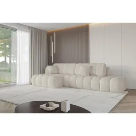 altdecor Ecksofa Samt mit Schlaffunktion 2-Sitzer Creme