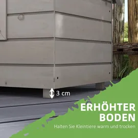 PawHut Katzenhaus Katzenhütte mit Asphaltdach 1 Stück Grau/Weiß/Schwarz