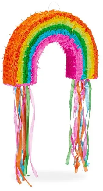 Relaxdays Pinata Regenbogen Grün,Orange,Pink