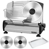 YASHE Elektrische Allesschneider Mit Leisem DC-Motor, 200W Brotschneidemaschine, Duale 19CM Edelstahlklingen, 0-15mm Einstellbare Schnittstärke, Ideal Für Fleisch, Käse, Brot Und Gemüse