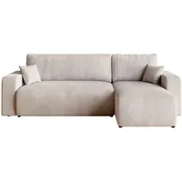 bromarkt Eckcouch 3-Sitzer Cordstoff Vanilla
