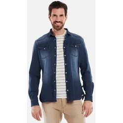 engbers Herren Langarm-Hemd regular blau uni Kent-Kragen - L