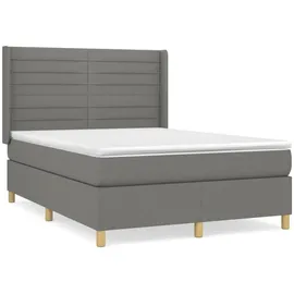 vidaXL Boxspringbett 140 x 200 cm Dunkelgrau
