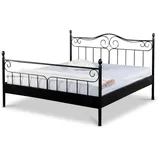 BedBox Metallbett Virgina, stabiles und formschönes Metallbett, pulverbeschichtetes Metall schwarz 140 cm x 200 cm