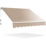 GOPLUS Gelenkarmmarkise, 295x250 cm Gelenkmarkise, Markise Balkon, Terrassenmarkise mit 5-60° einstellbare Winkel, UV-beständig & wasserabweisend, Sonnenschutz mit Handkurbel, Alu/Polyester, Beige