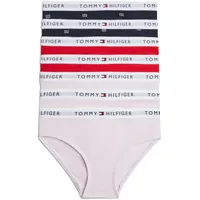 Tommy Hilfiger Bikinislip "7PK BIKINI PRINT", Kinder, Gr. 164/170, bunt (des sky flag, light pink, prim rot), Jersey, Obermaterial: 95% Baumwolle, 5% Elasthan, TOMMY HILFIGER UNDERWEAR, unifarben, körpernah, Unterhosen, mit Logobund