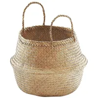 Kobolo Faltkorb Aufbewahrungskorb aus Seegras 32 x 32 x 34 cm braun