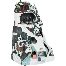 Wellhome Weihnachtsdorf zur Dekoration mit LED-Lichtern und Bewegung 19,6x17,7x30,1cm