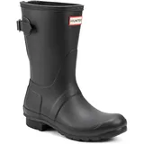 Hunter Women's Original Back Adjust Short Black Mid-Calf Rubber Rain Boot - 8M - 39 EU