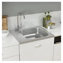 vidaXL Spüle rechts Edelstahl silber Handbetätigung 600 x 500 mm