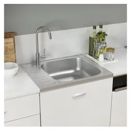 vidaXL Spüle rechts Edelstahl silber Handbetätigung 600 x 500 mm