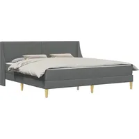 Bettgestell mit Matratze Dunkelgrau 180 x 200 cm Polyester - Grau/Dunkelgrau