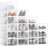 Schuhboxen 18er Set mit Tür 33,2 x 23 x 14,5 cm transparent-wolkenweiß