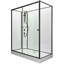 Schulte Komplettdusche Ibiza, 5 mm Sicherheitsglas, Profile Mattschwarz, Rückwände weiß, Größe: 90 x